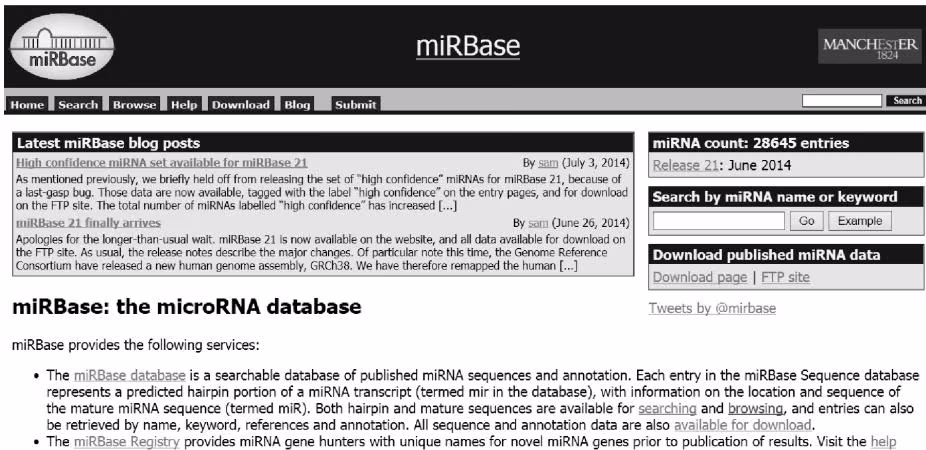 图 7-4 miRBase 网站主页