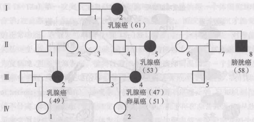 图 18-14 一个代表性早发性乳腺癌家系